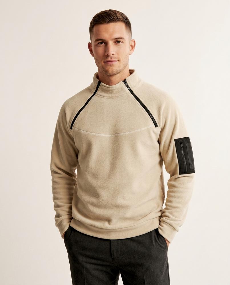 Lands Mode - Velor | Hochschließender Wärmender Pullover Herren