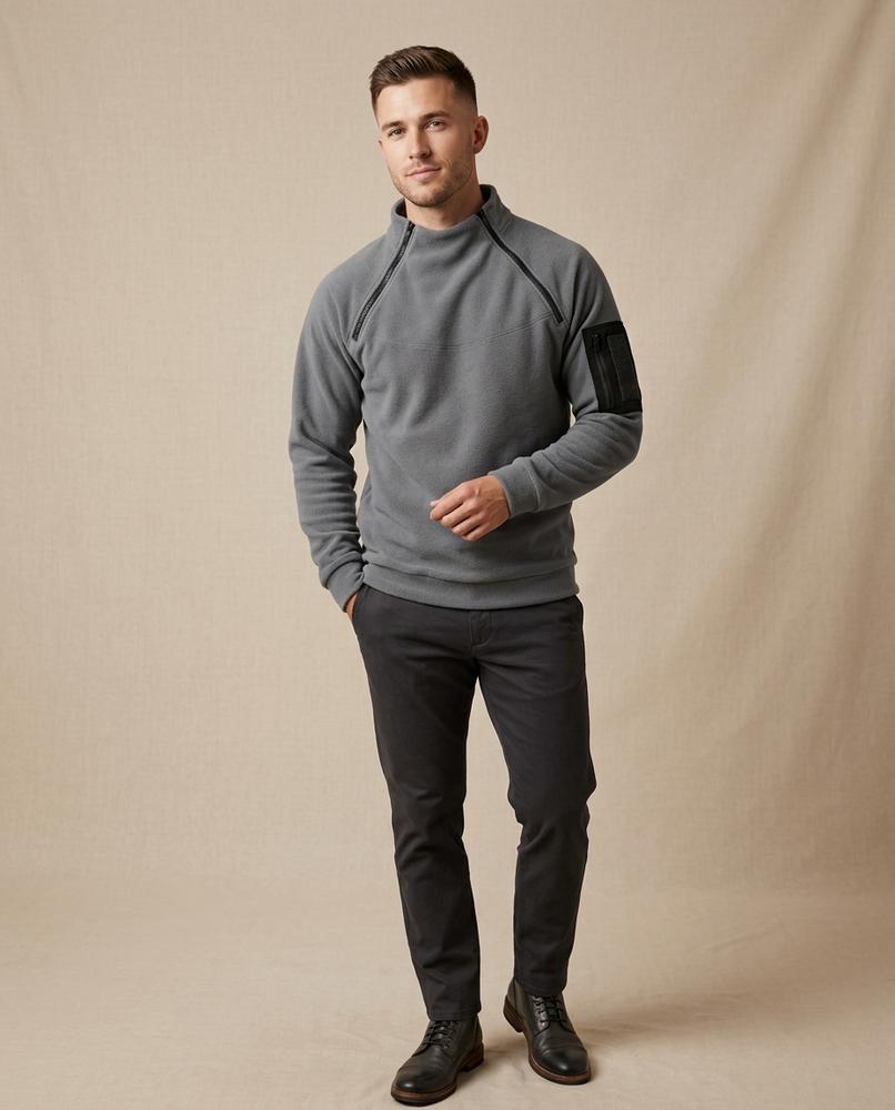 Lands Mode - Velor | Hochschließender Wärmender Pullover Herren