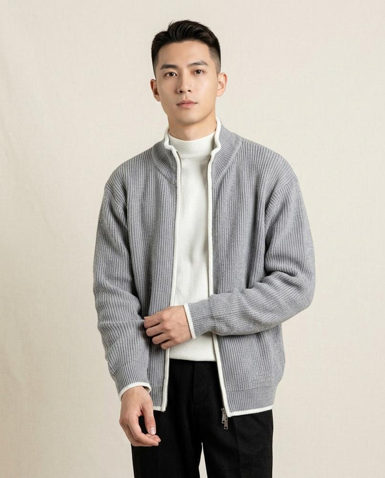 Beanland - Elmin | Gerippte Reißverschluss Strickjacke Herren