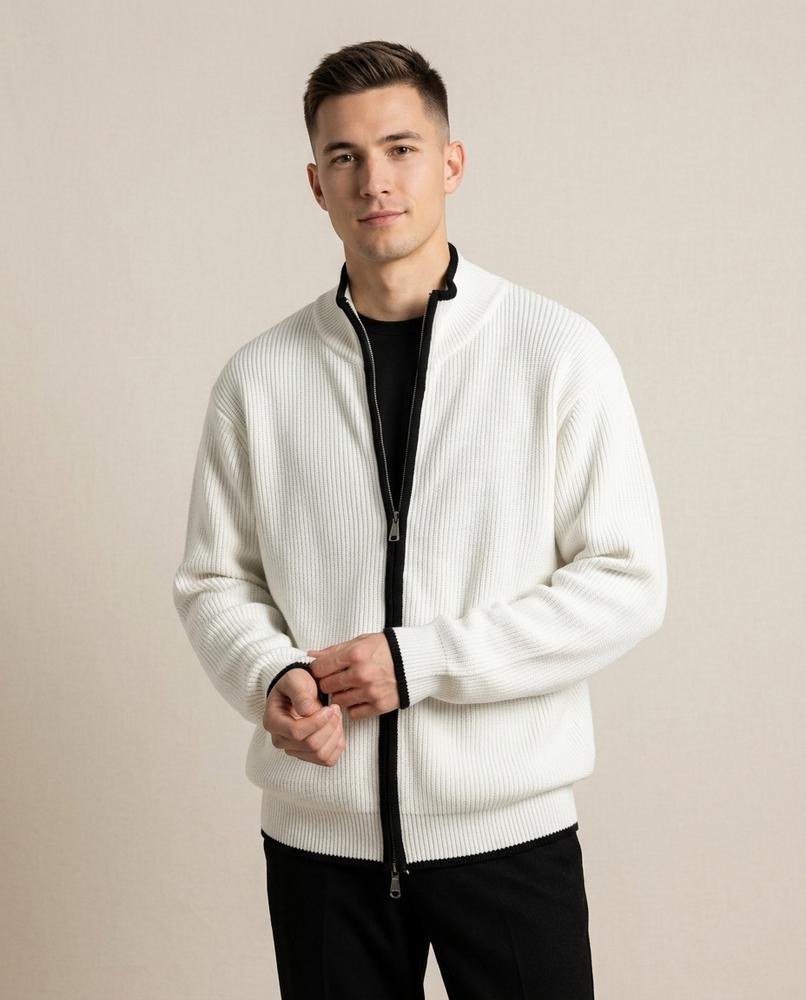 Lands Mode - Elmin | Gerippte Reißverschluss Strickjacke Herren