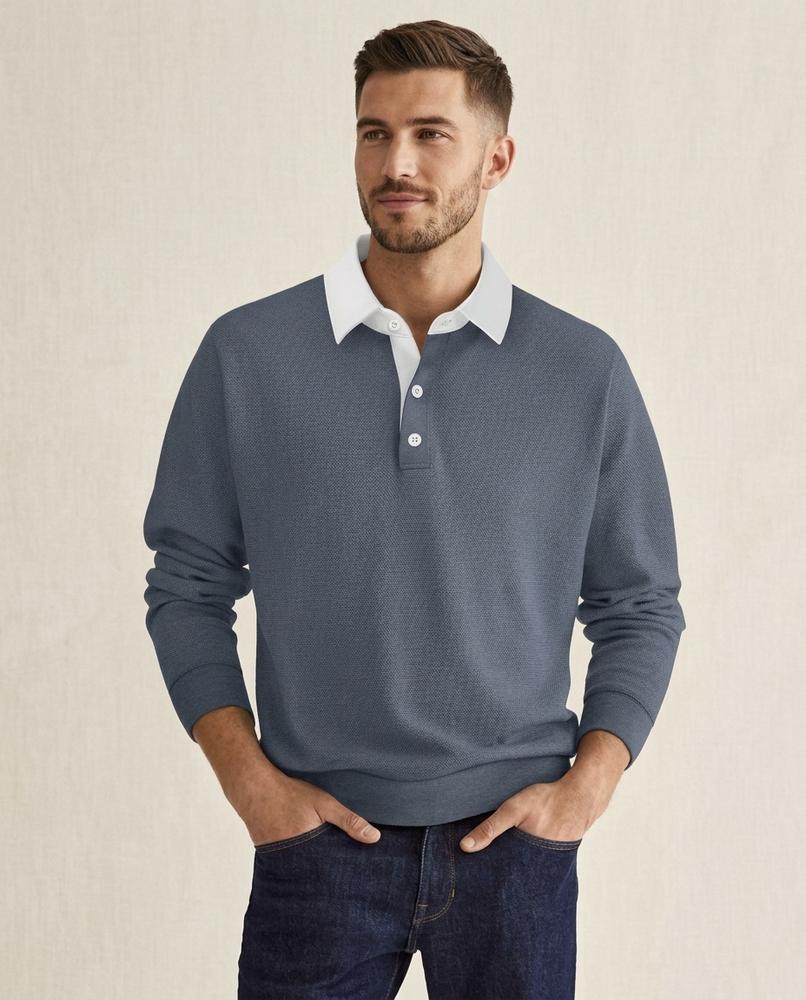Lands Mode - Zevan | Langärmliger Kontrastfarbener Pullover Herren