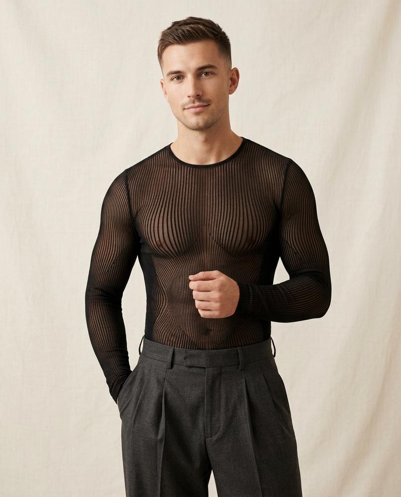 Lands Mode - Saren | Enganliegendes Strukturiertes Shirt Herren