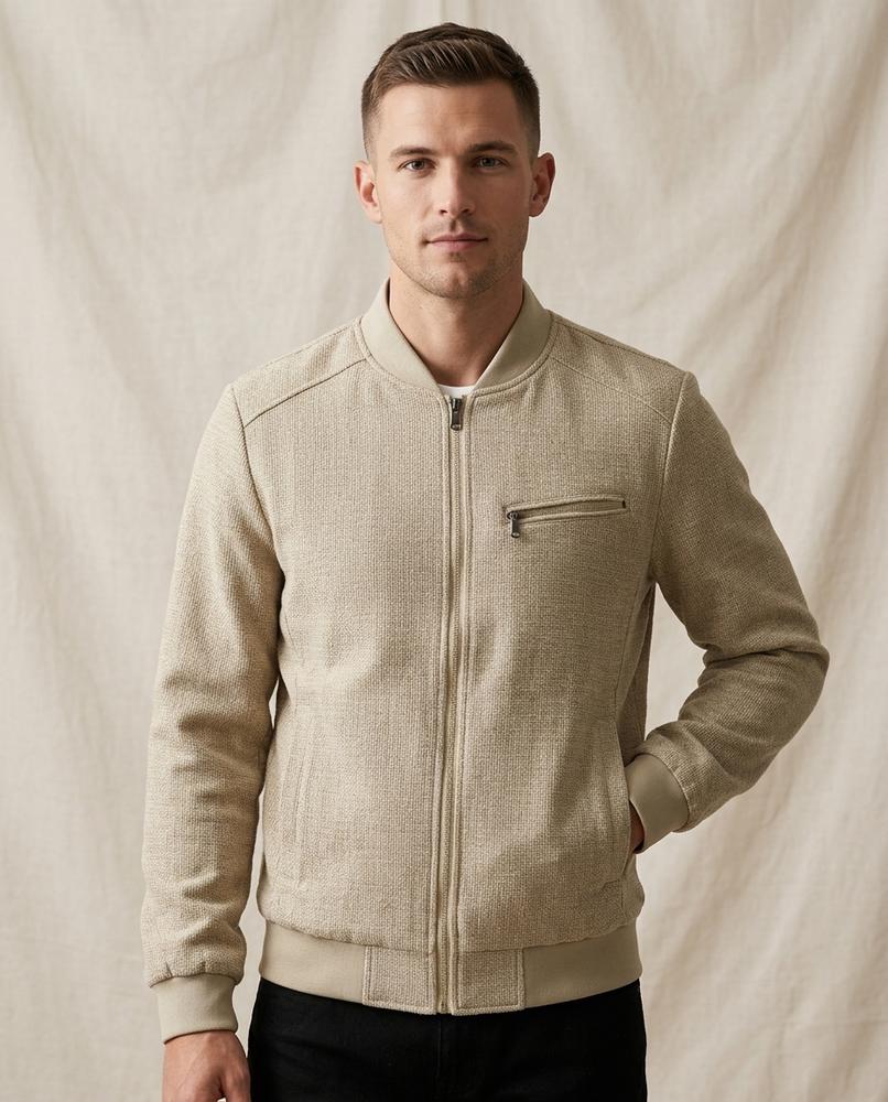 Lands Mode - Rekim | Melierte Hochschließende Jacke Herren