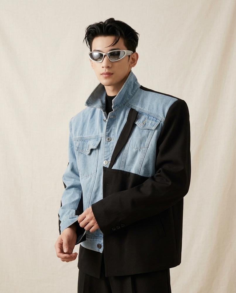 Lands Mode - Lamim | Asymmetrisch Kombiniert Jacke Herren
