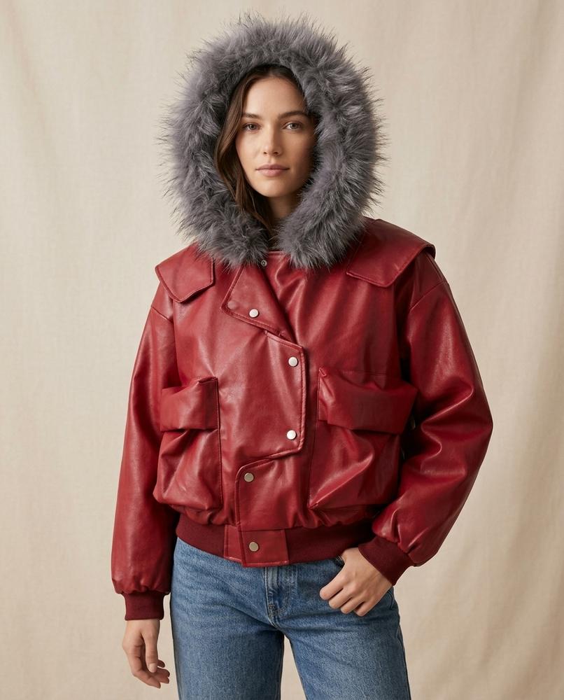 Lands Mode - Novas | Gefütterte Pelzbesetzte Jacke Damen