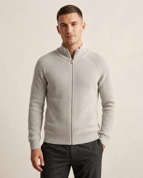Lands Mode - Coler | Gerippt Hochgeschlossen Strickjacke Herren