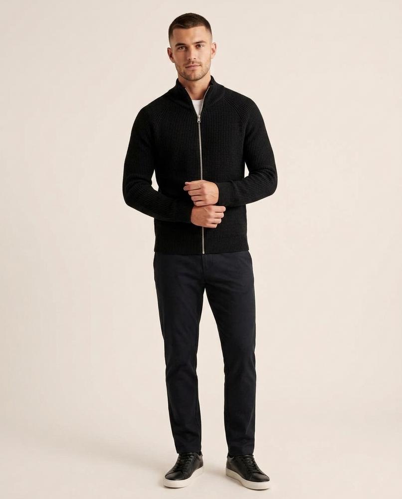 Lands Mode - Coler | Gerippt Hochgeschlossen Strickjacke Herren