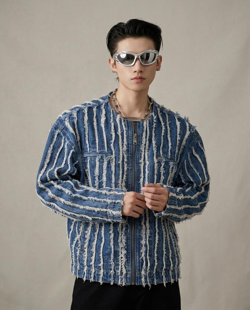 Lands Mode - Lutar | Weit Geschnittene Gefranste Jacke Unisex