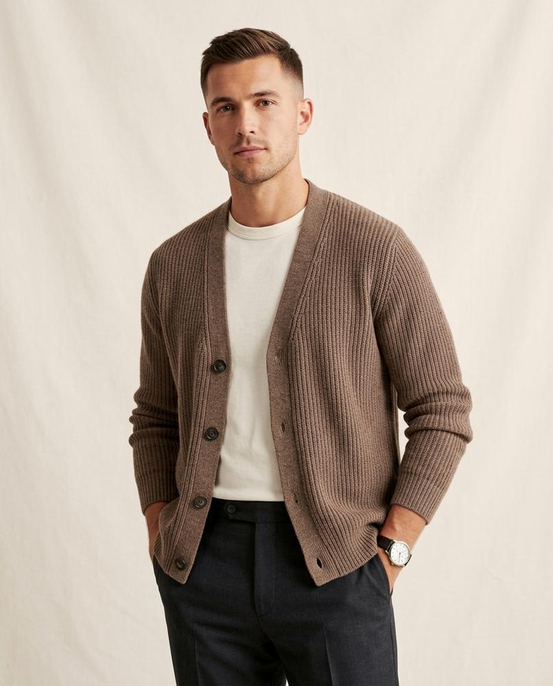 Lands Mode - Vilal | Gerippt Gekragt Cardigan Herren