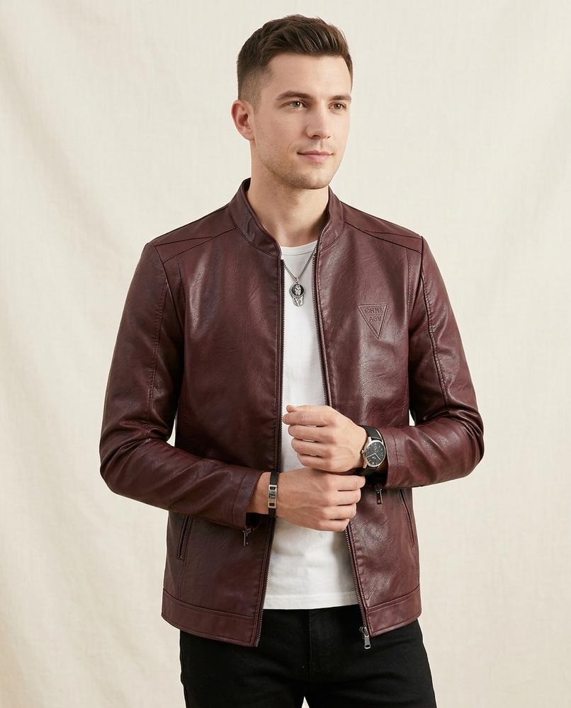 Lands Mode - Supes | Kunstlederne Körperbetonte Jacke Herren