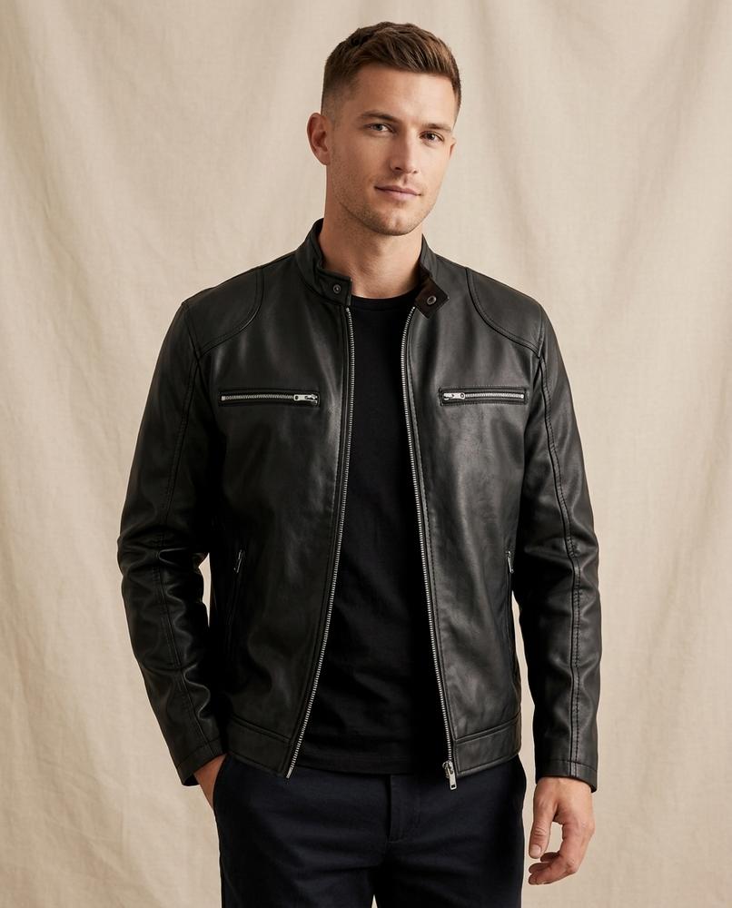 Lands Mode - Momen | Reißverschluss Kunstleder Jacke Herren