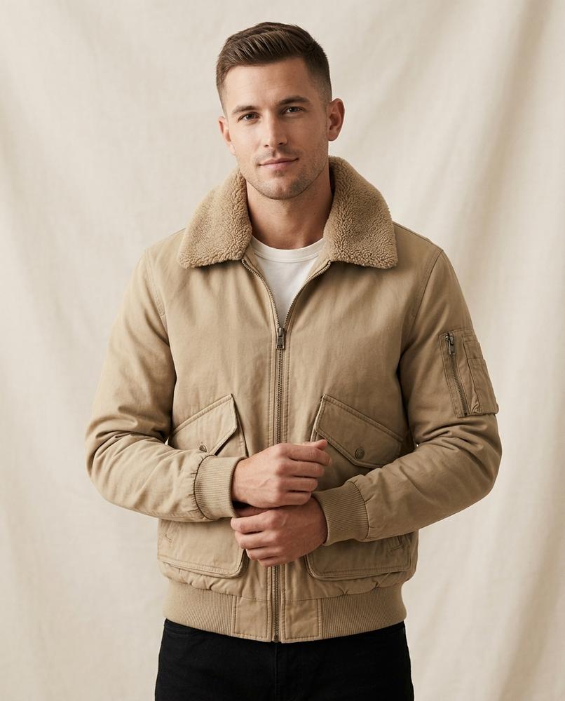 Lands Mode - Zinam | Gefütterte Bomber Jacke Herren