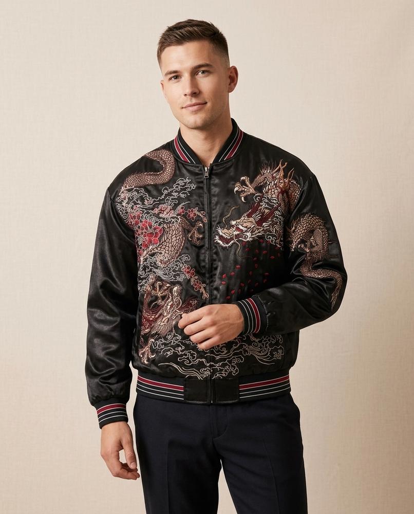 Lands Mode - Veval | Bestickt Glänzend Jacke Unisex