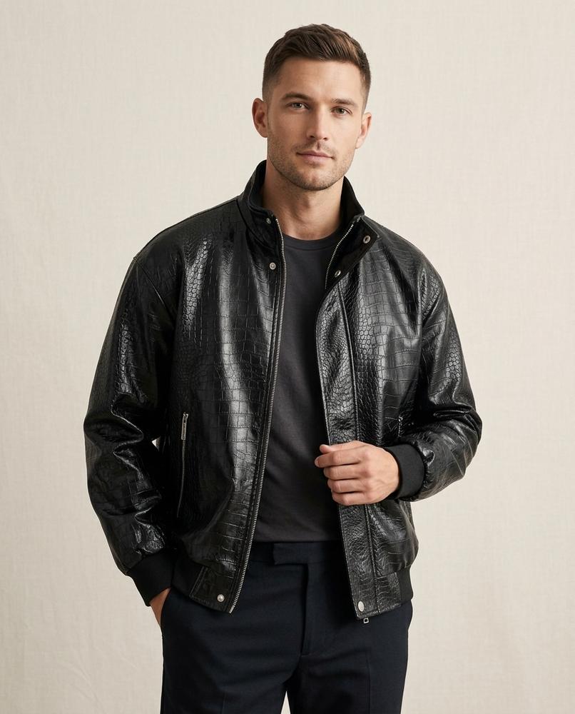 Lands Mode - Yiwol | Geprägte Kunstleder Jacke Herren
