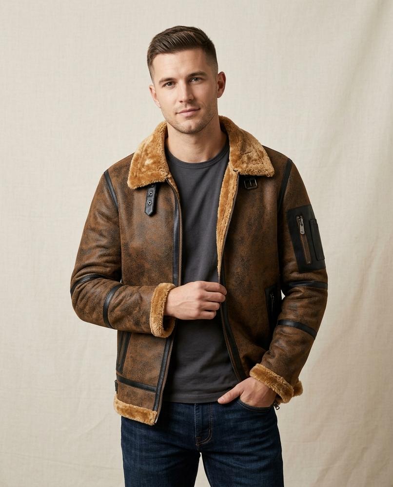 Lands Mode - Euluv | Gefütterte Lammfell Jacke Herren