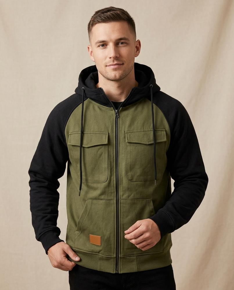 Lands Mode - Easim | Zweifarbiger Gefütterter Hoodie Herren