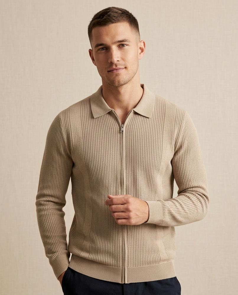 Lands Mode - Zovov | Strukturiert Gezipter Pullover Herren