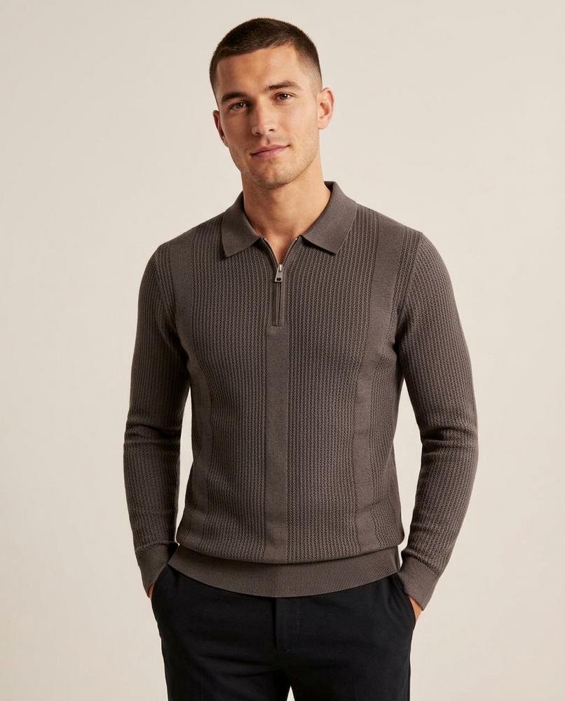 Lands Mode - Zovov | Strukturiert Gezipter Pullover Herren