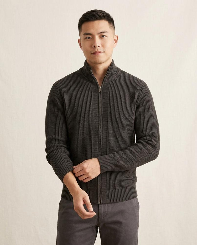 Beanland - Zelos | Gerippt Hochgeschlossen Strickjacke Herren