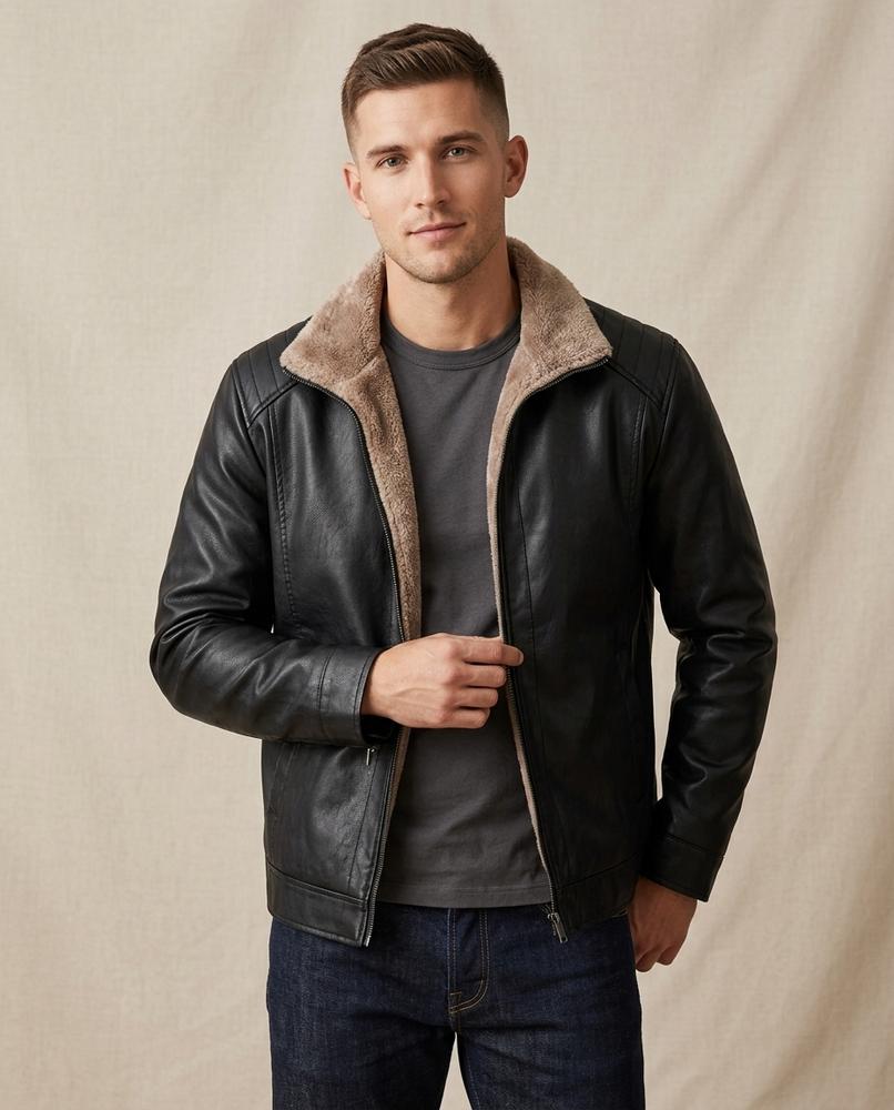 Lands Mode - Sufar | Gefütterte Kunstleder Jacke Herren