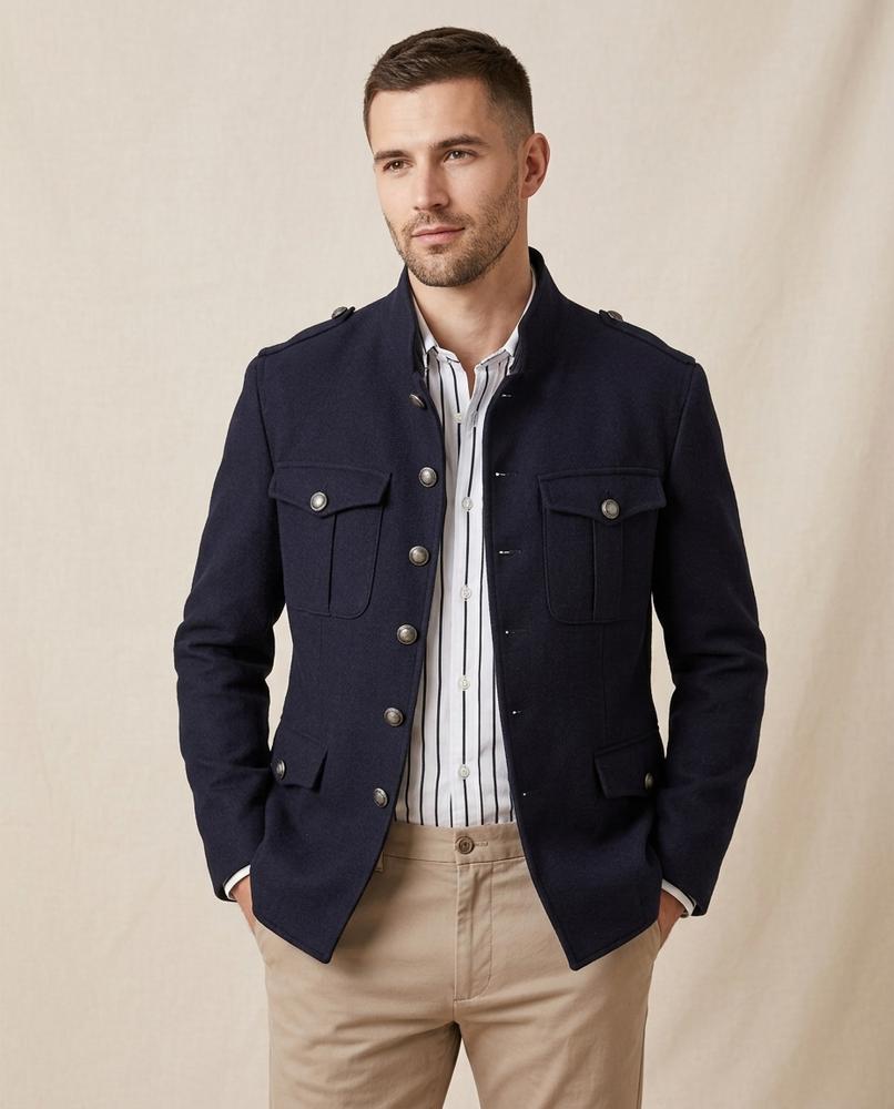 Lands Mode - Mesin | Hochgeschlossen Strukturiert Jacke Herren