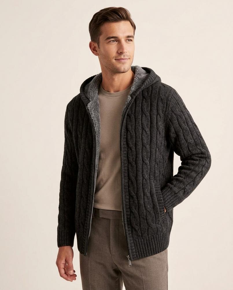 Lands Mode - Zepik | Gefütterte Strukturierte Strickjacke Herren