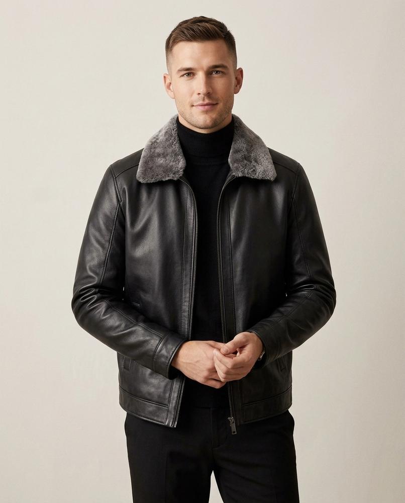 Lands Mode - Vibum | Gefütterte Lederne Jacke Herren