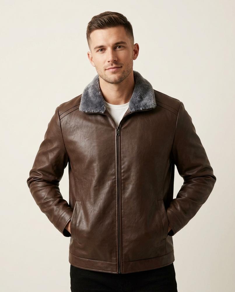 Lands Mode - Vibum | Gefütterte Lederne Jacke Herren