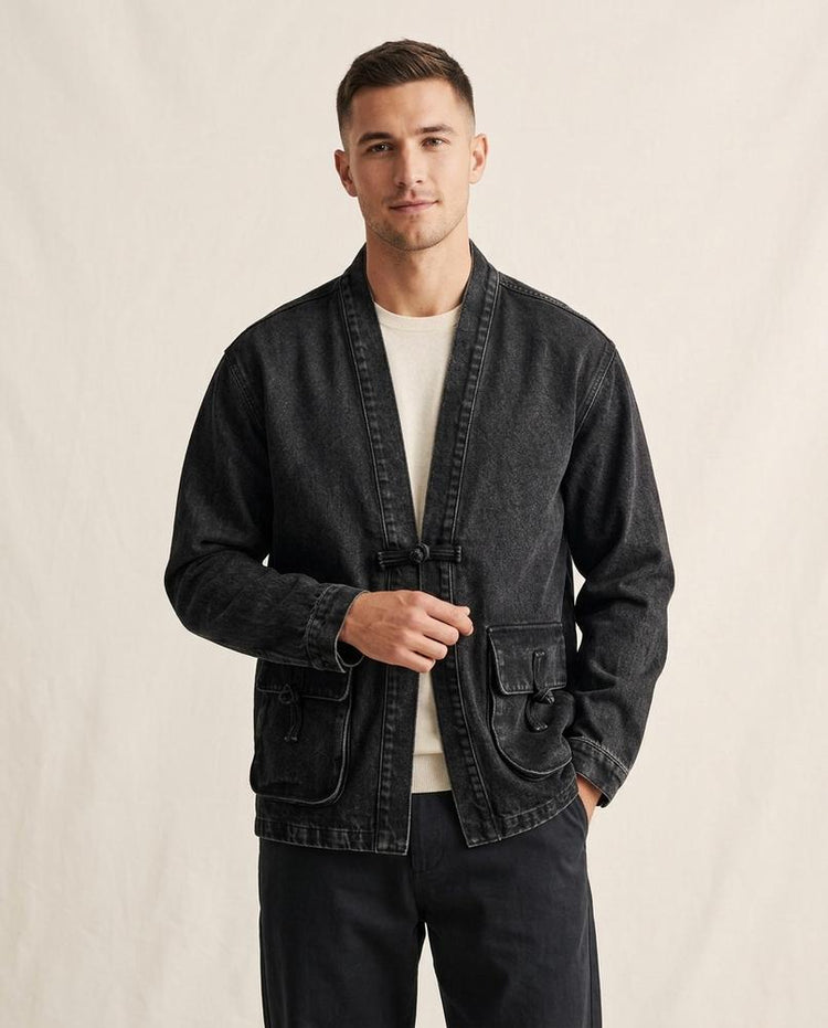 Beanland - Lazot | Kragenlose Gewaschene Jacke Unisex