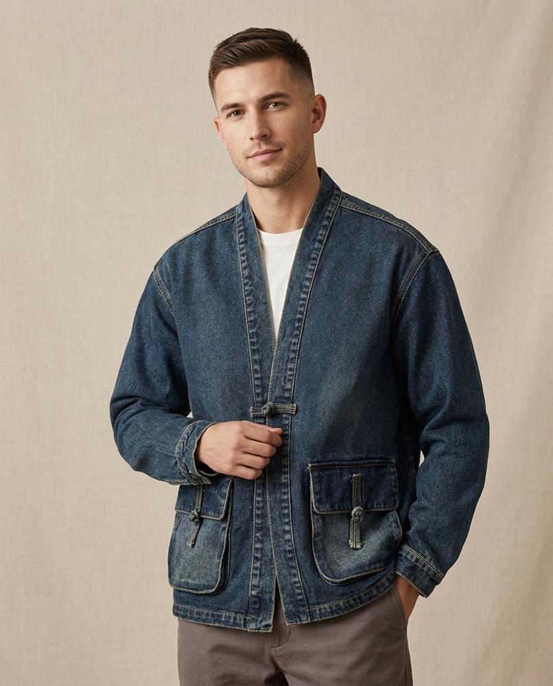 Beanland - Lazot | Kragenlose Gewaschene Jacke Unisex