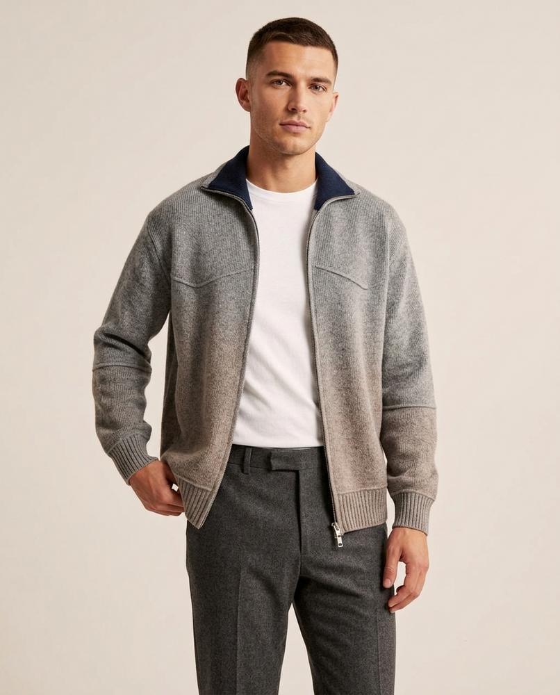 Lands Mode - Sepir | Strukturierte kontrastfarbene Strickjacke Unisex