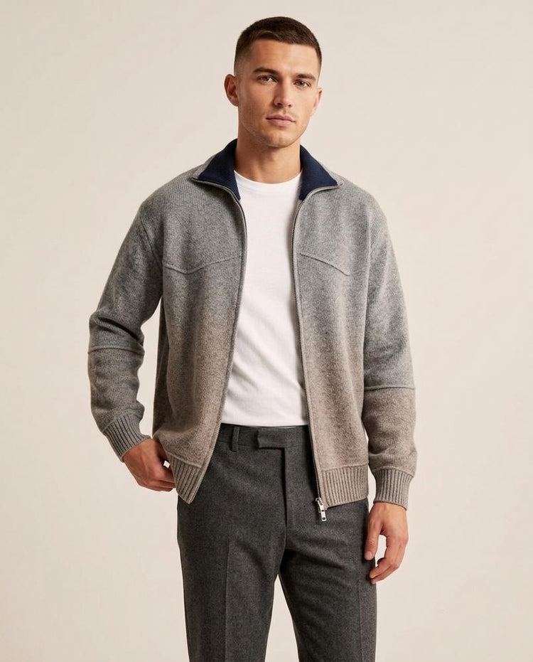 Beanland - Sepir | Strukturierte kontrastfarbene Strickjacke Unisex