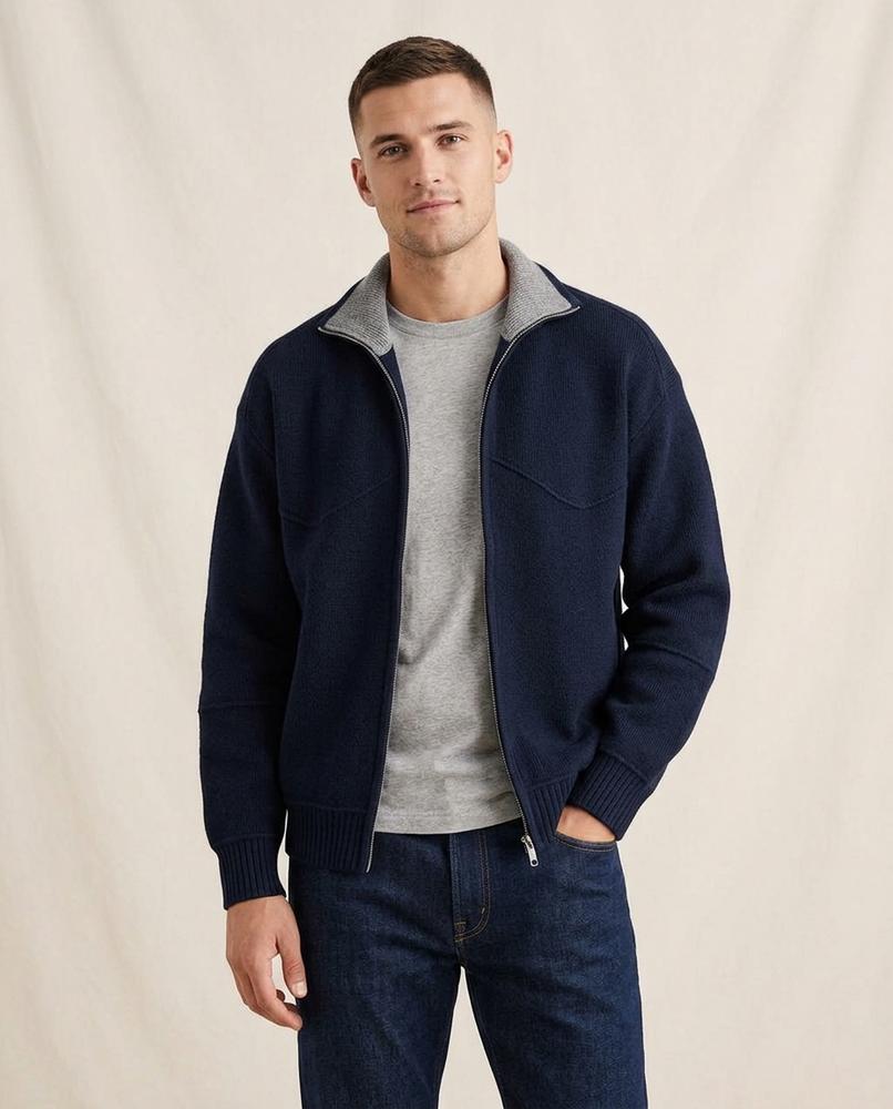Lands Mode - Sepir | Strukturierte kontrastfarbene Strickjacke Unisex