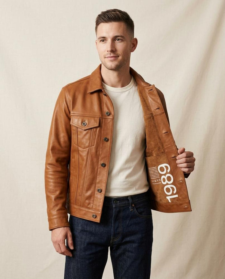 Beanland - Vafer | Geknöpfte Leder Jacke Herren