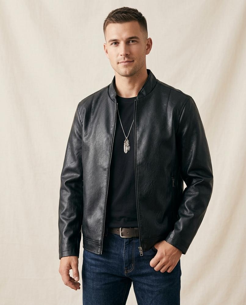Lands Mode - Zutat | Kurze Kunstlederne Jacke Herren