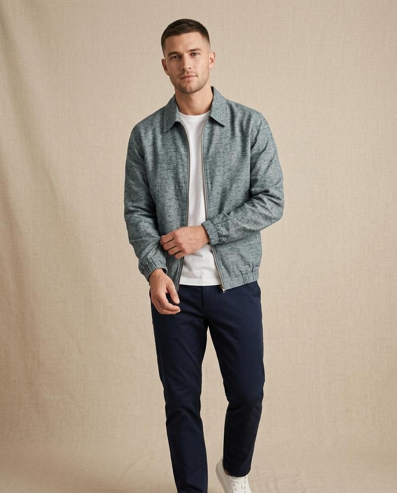 Lands Mode - Luruv | Langärmlige Melierte Jacke Herren