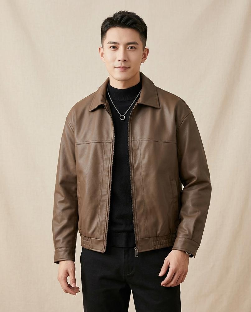 Beanland - Catet | Umlegekragen Leder Jacke Herren