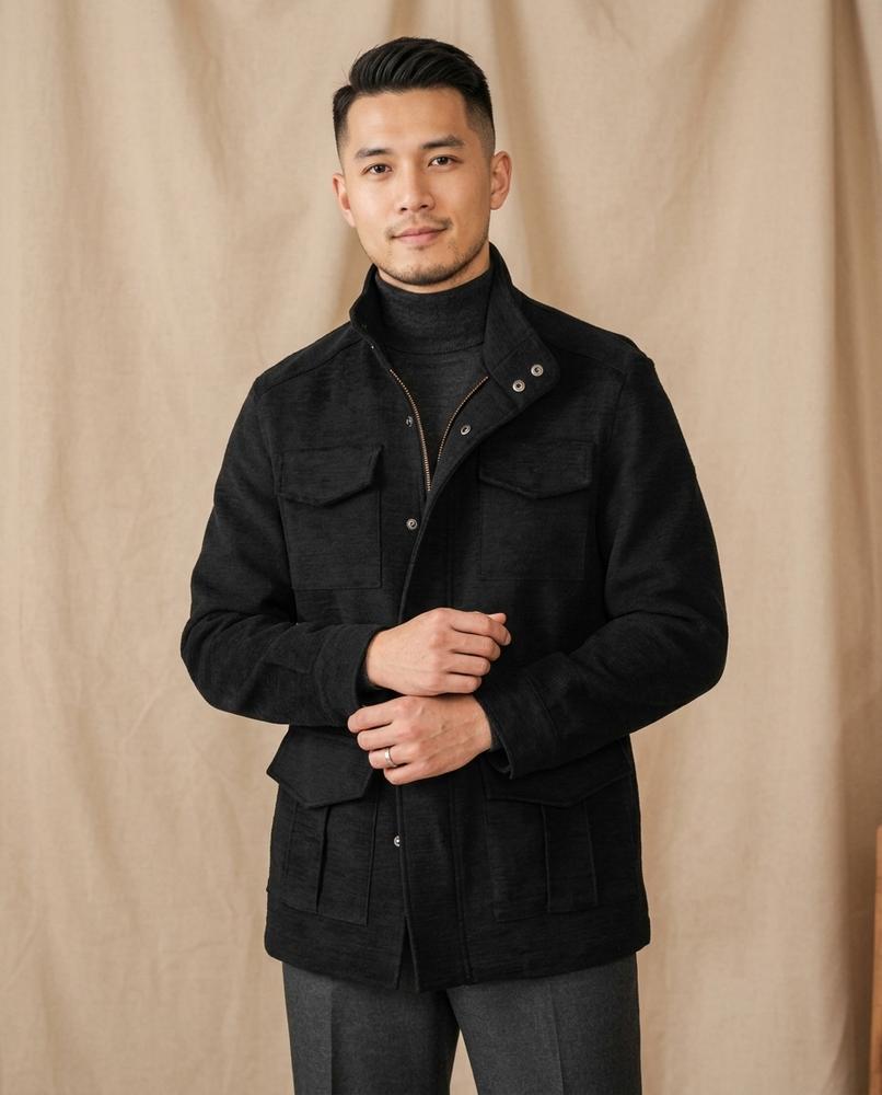 Lands Mode - Vosir | Velourartig Geknöpft Jacke Herren