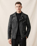 Lands Mode - Motot | Asymmetrische Velours Jacke Herren