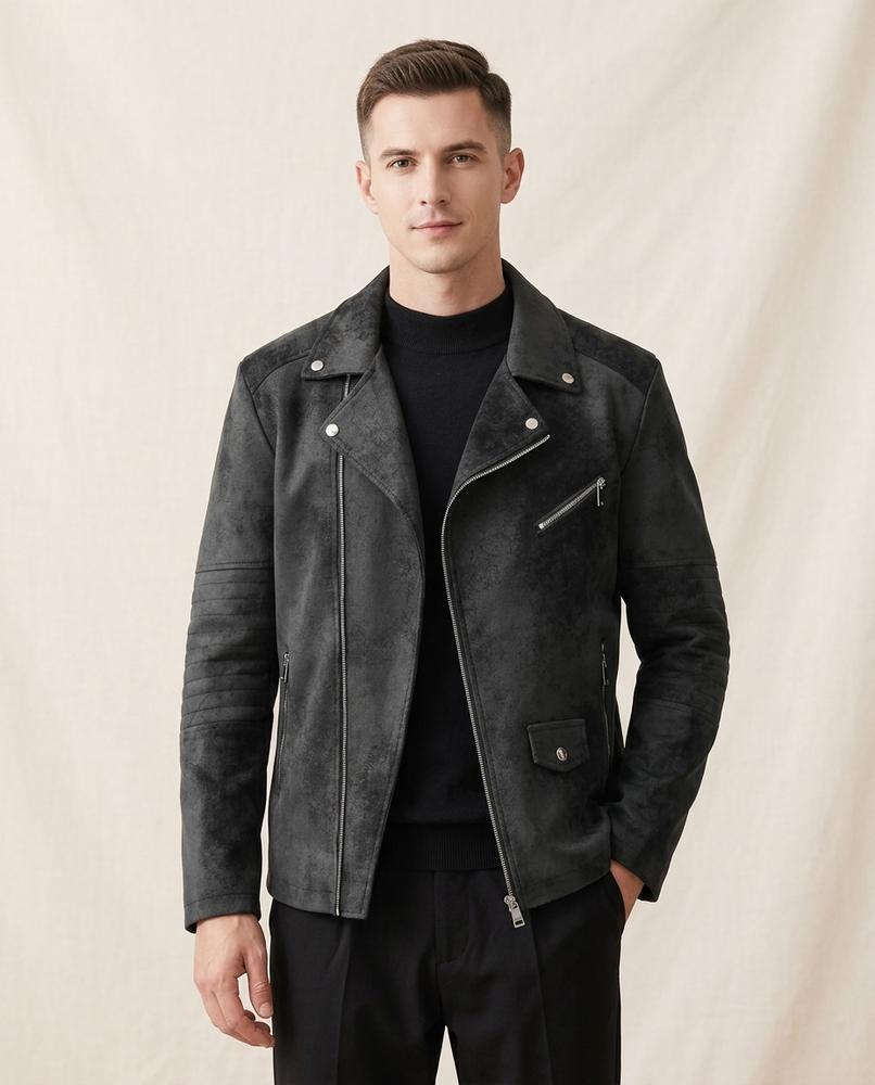 Lands Mode - Motot | Asymmetrische Velours Jacke Herren
