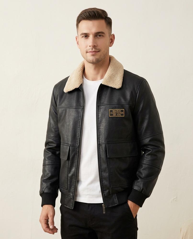Lands Mode - Mikot | Gefüttert Kunstleder Jacke Herren
