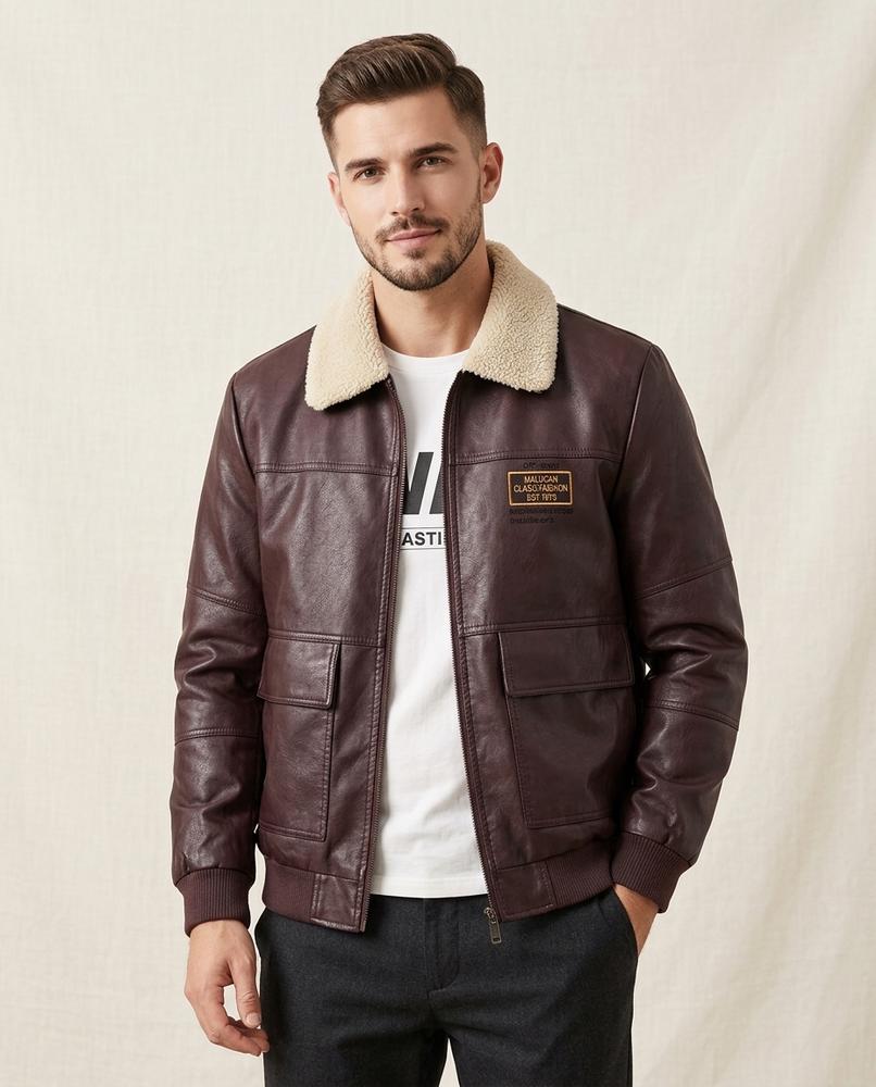 Lands Mode - Mikot | Gefüttert Kunstleder Jacke Herren
