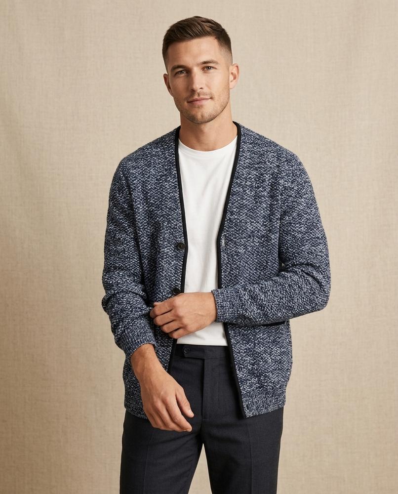 Lands Mode - Nunen | Strukturierter Geknöpfter Cardigan Herren