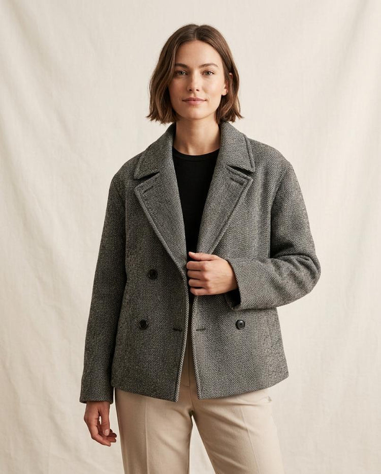 Beanland - Nelis | Zweireihiger Fischgrätgemusterter Mantel Unisex