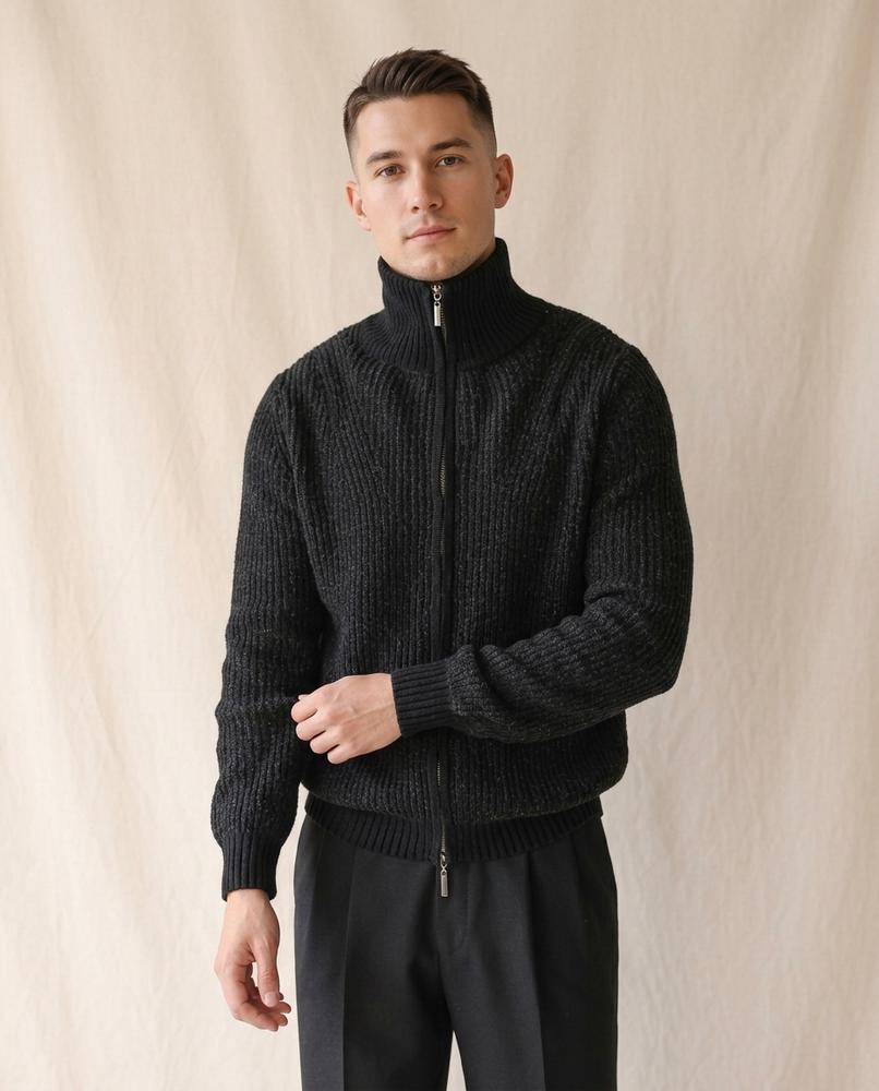 Lands Mode - Vumak | Gerippt Hochschließend Strickjacke Herren