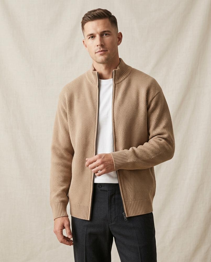 Lands Mode - Divam | Strukturiert Gestrickt Strickjacke Herren