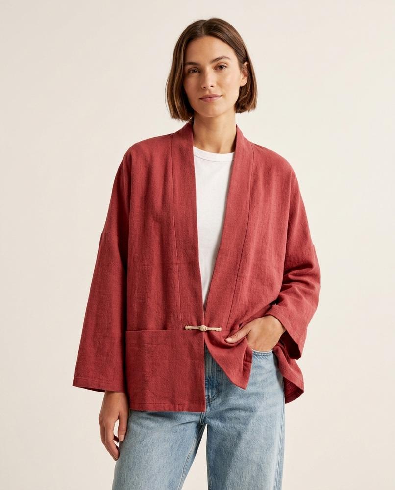 Lands Mode - Duvet | Kragenlos Leinenartig Jacke Unisex