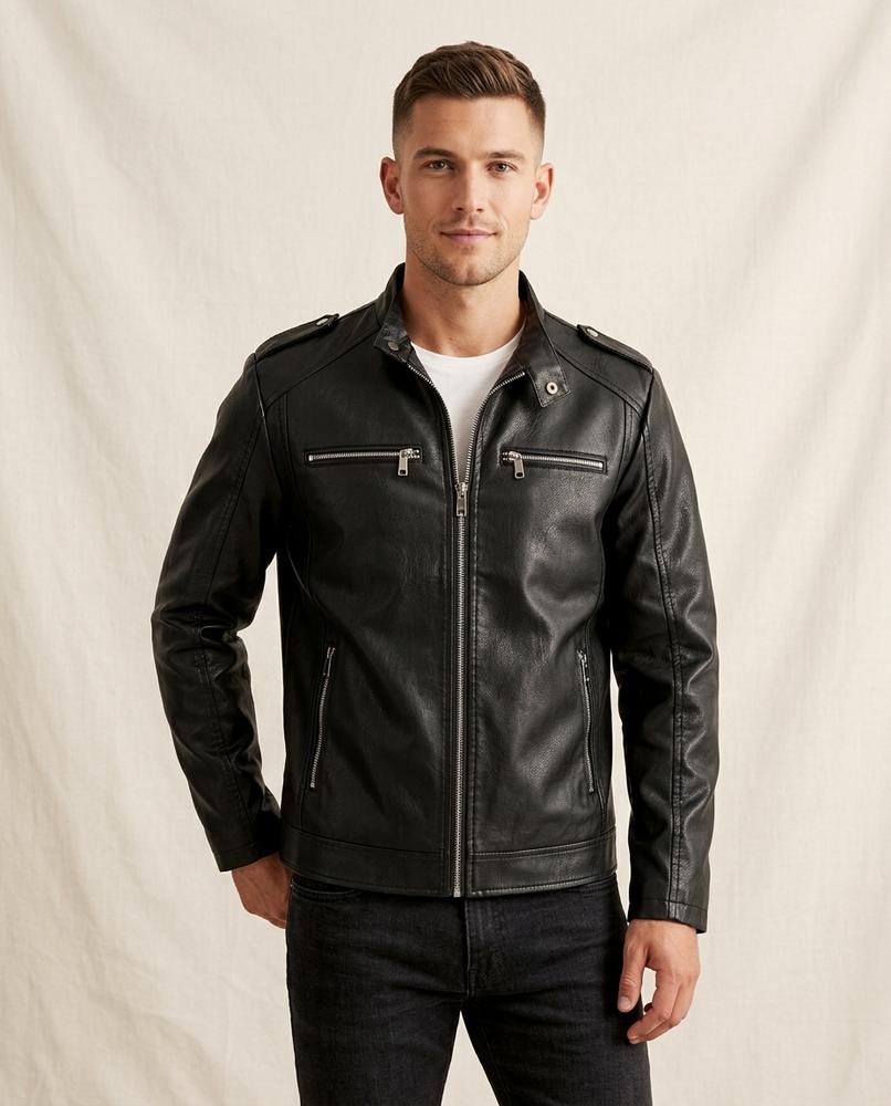 Lands Mode - Domem | Langärmelige Lederoptik Jacke Herren