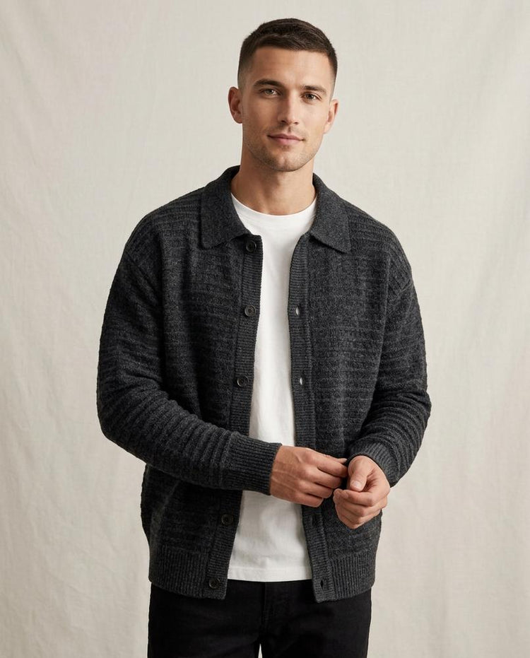 Beanland - Yidus | Strukturiert Gekragt Strickjacke Herren