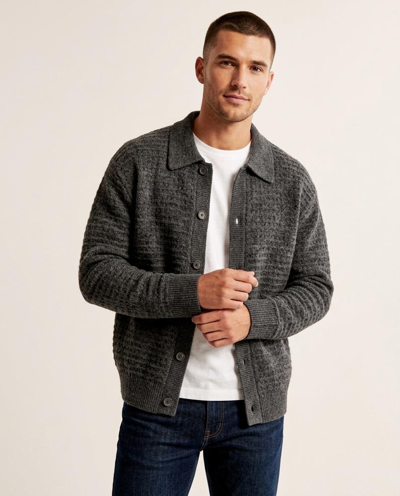Lands Mode - Yidus | Strukturiert Gekragt Strickjacke Herren